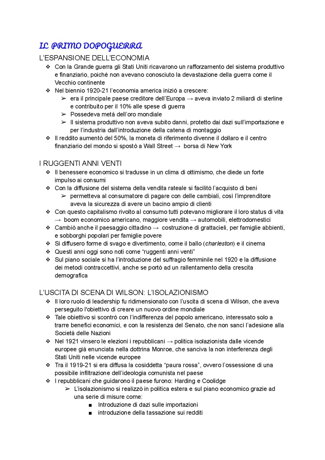 IL PRIMO DOPOGUERRA
