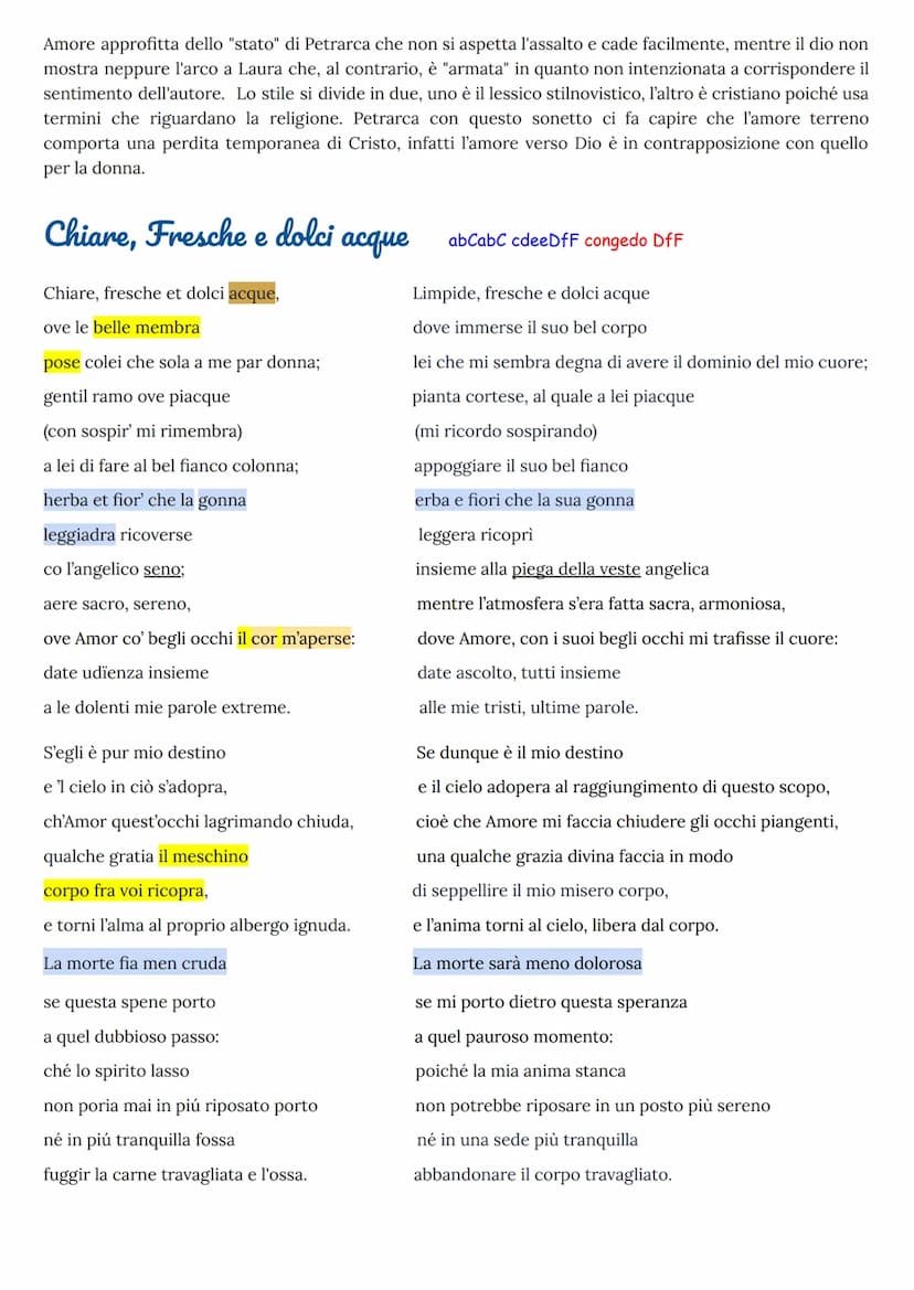 Voi ch'ascoltate in rime sparse il suono QUARTINE - RIME INCROCIATE (ABBA) TERZINE = RIPETUTE (CDE)
Oh voi che ascoltate in queste poesie st