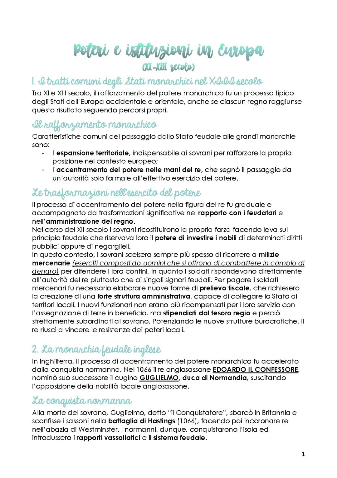 La nascita delle monarchie nazionali
