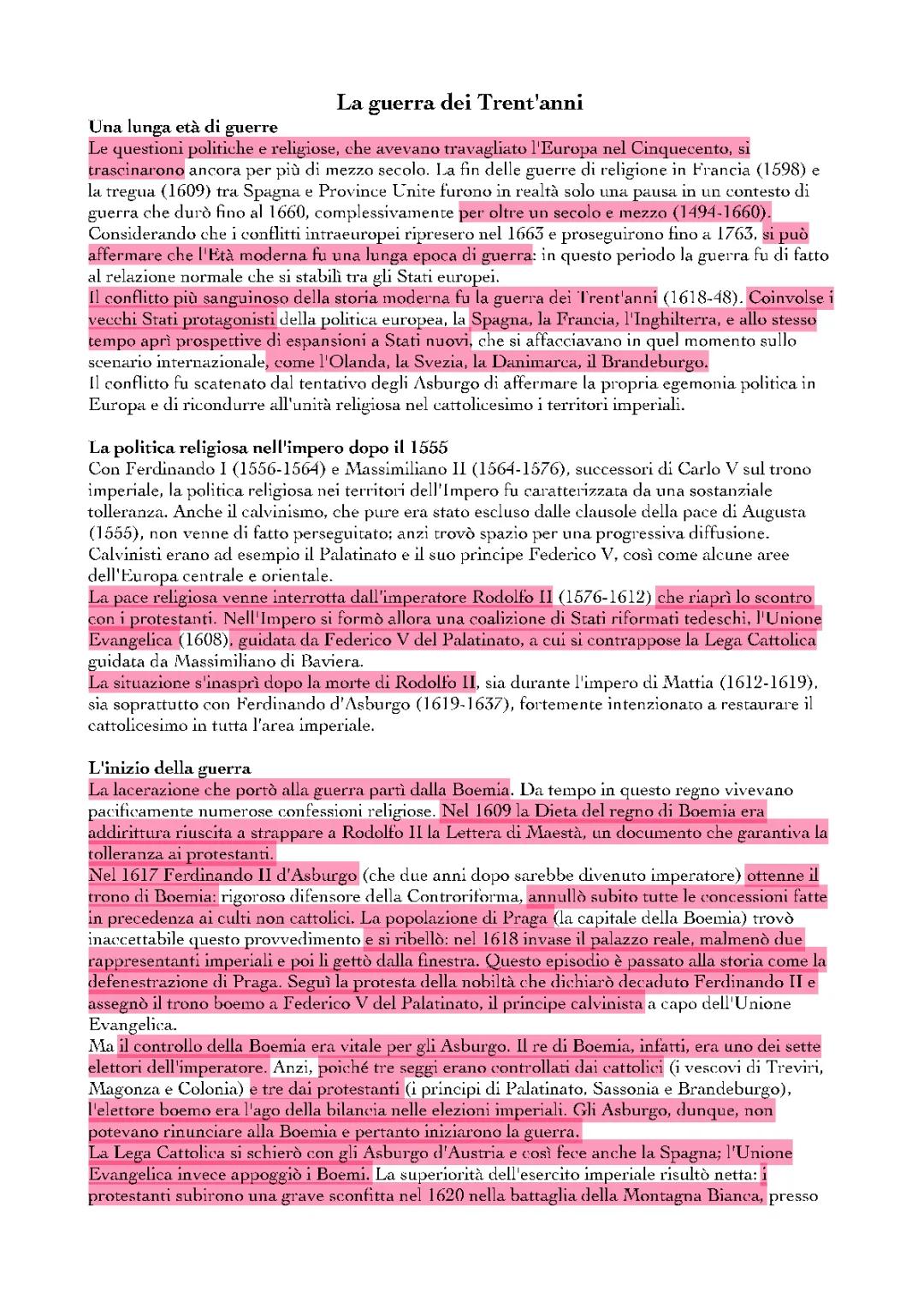 La guerra dei trent'anni: riassunto, cause e conseguenze