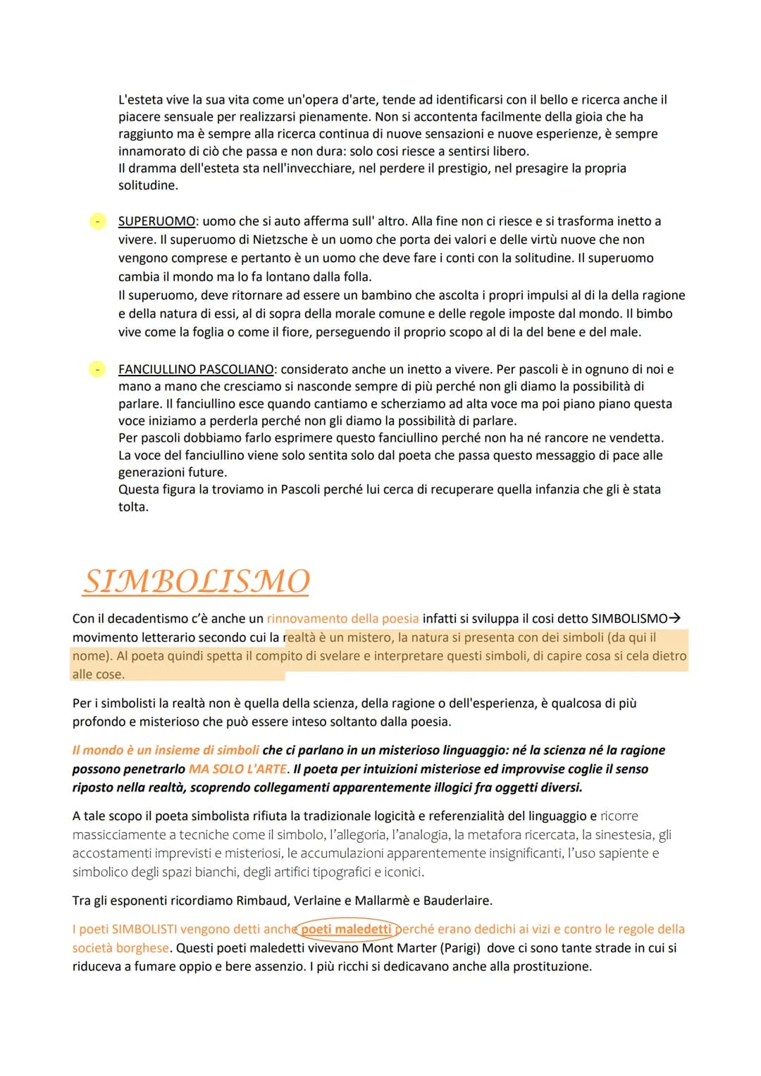 Decadentismo
Il decadentismo è un movimento che porta in se autori contraddittori tra di loro perché si da importanza a
quello CHE GLI AUTOR