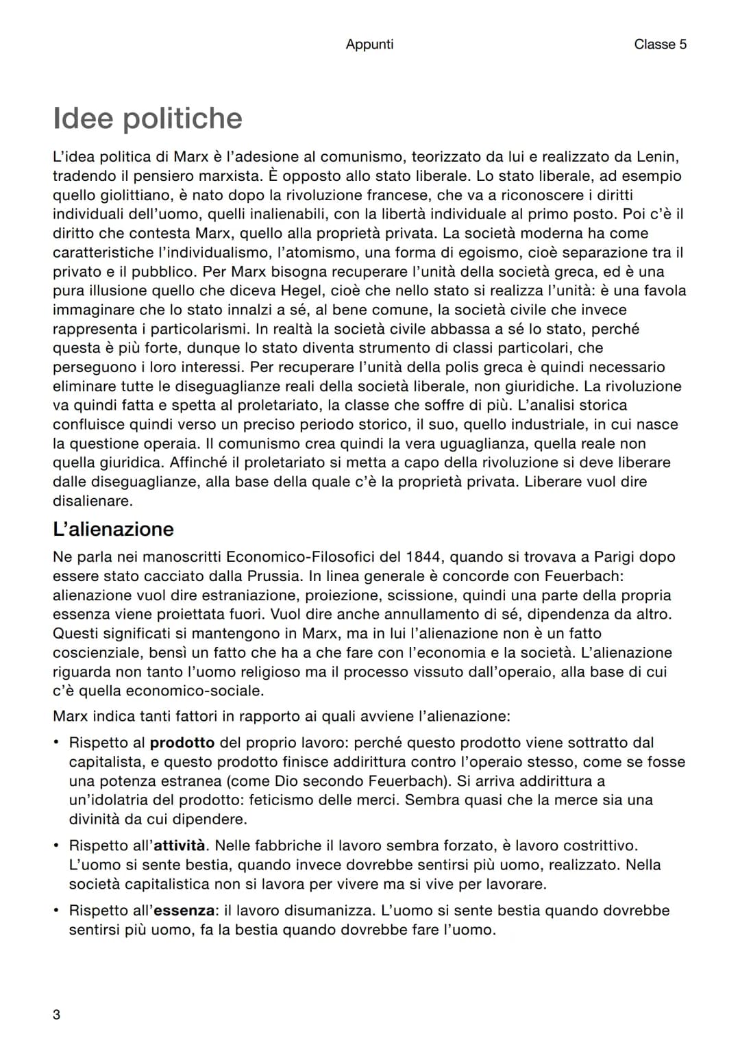 Filosofia
Marx
Appunti
Classe 5
Introduzione
Karl Marx è uno dei pensatori che più influenzerà il '900 dando origine al Marxismo. È
importan