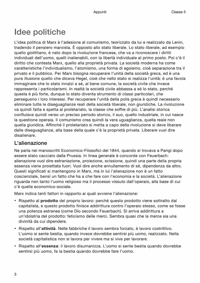 Filosofia
Marx
Appunti
Classe 5
Introduzione
Karl Marx è uno dei pensatori che più influenzerà il '900 dando origine al Marxismo. È
importan