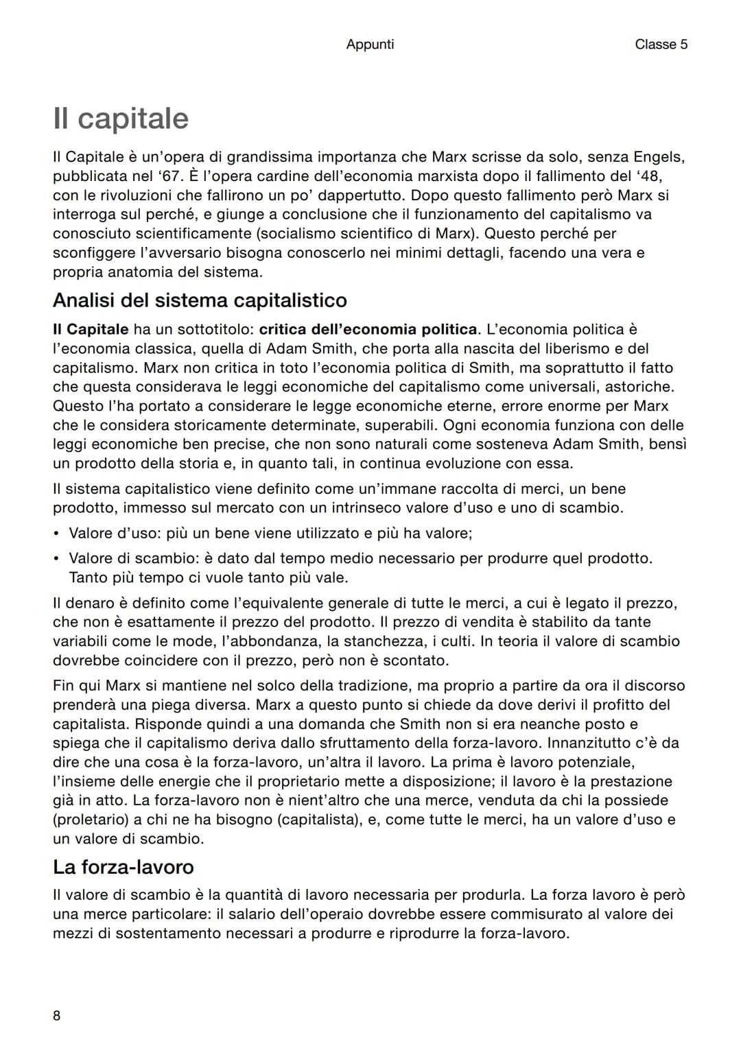 Filosofia
Marx
Appunti
Classe 5
Introduzione
Karl Marx è uno dei pensatori che più influenzerà il '900 dando origine al Marxismo. È
importan
