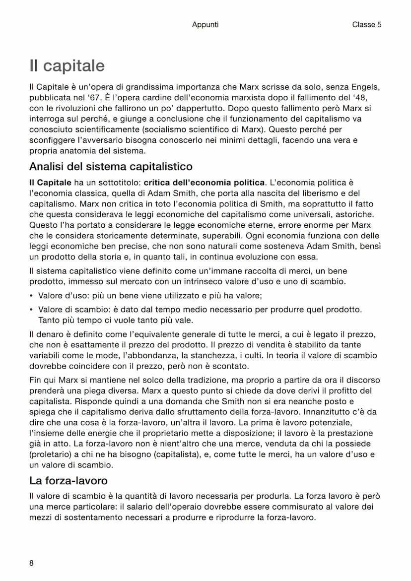 Filosofia
Marx
Appunti
Classe 5
Introduzione
Karl Marx è uno dei pensatori che più influenzerà il '900 dando origine al Marxismo. È
importan