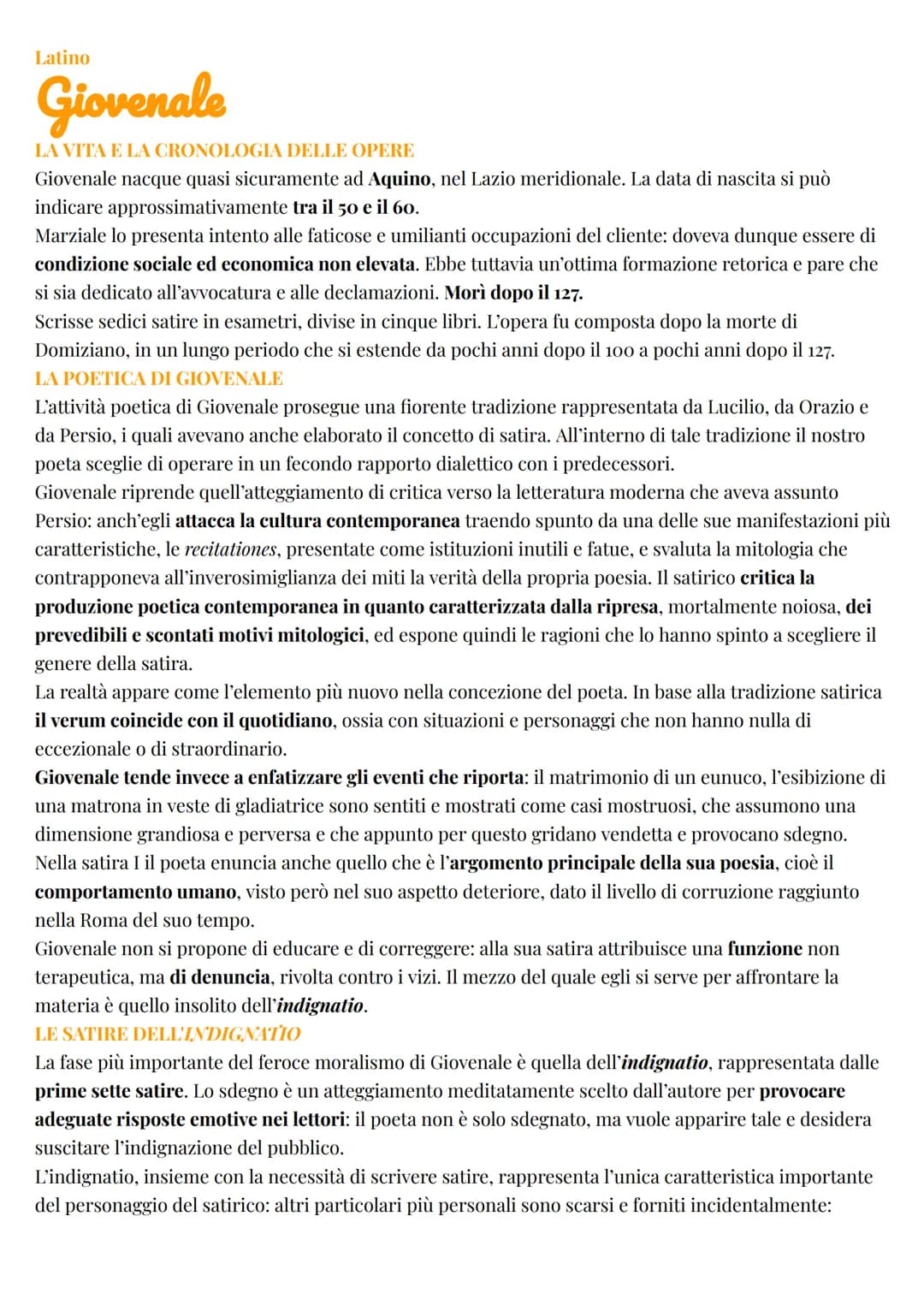 Latino
Giovenale
LA VITA E LA CRONOLOGIA DELLE OPERE
Giovenale nacque quasi sicuramente ad Aquino, nel Lazio meridionale. La data di nascita