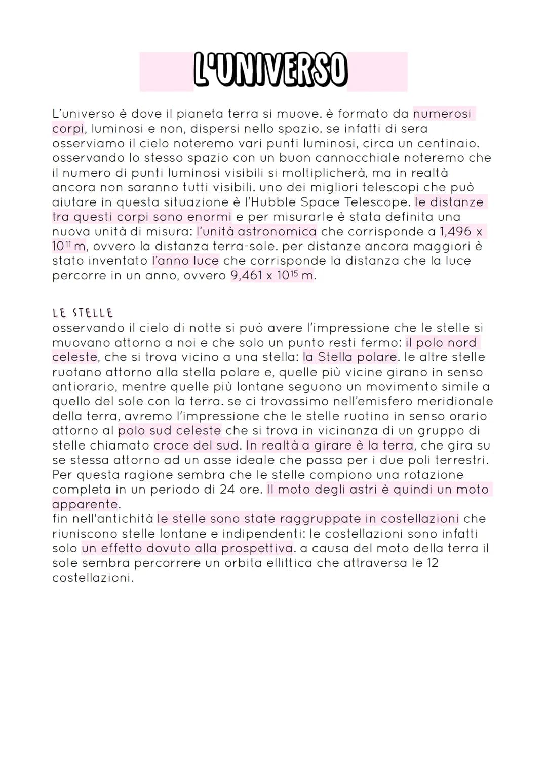 L'UNIVERSO
L'universo è dove il pianeta terra si muove. è formato da numerosi
corpi, luminosi e non, dispersi nello spazio. se infatti di se