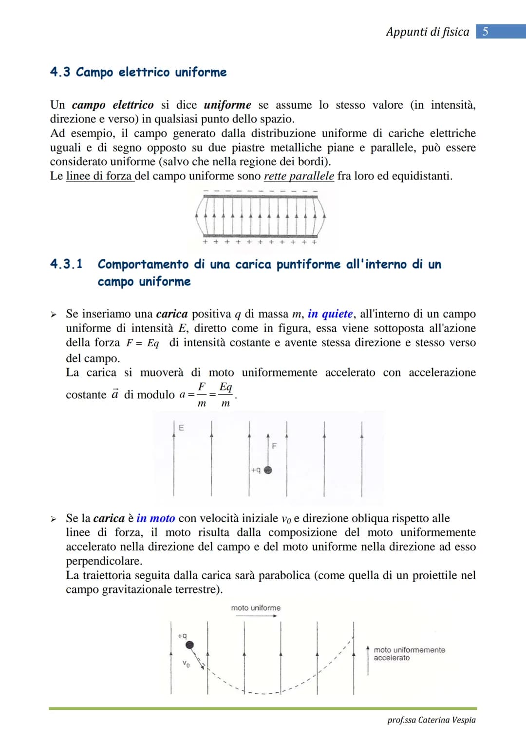 CAMPO ELETTRICO
Si definisce campo elettrico (o elettrostatico) una qualunque regione dello spazio
nella quale si manifestano azioni su cari