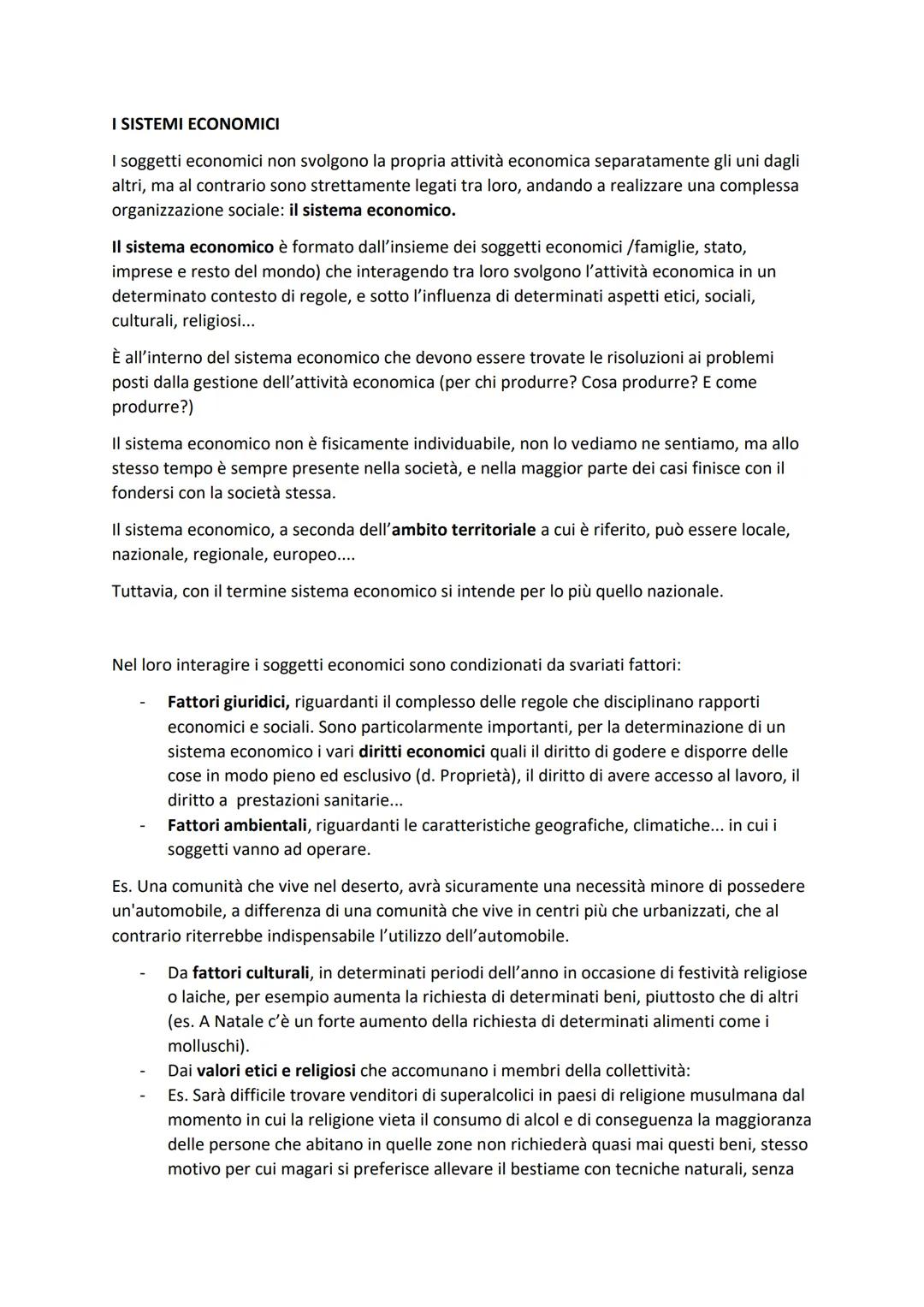# I SISTEMI ECONOMICI

I soggetti economici non svolgono la propria attività economica separatamente gli uni dagli
altri, ma al contrario so