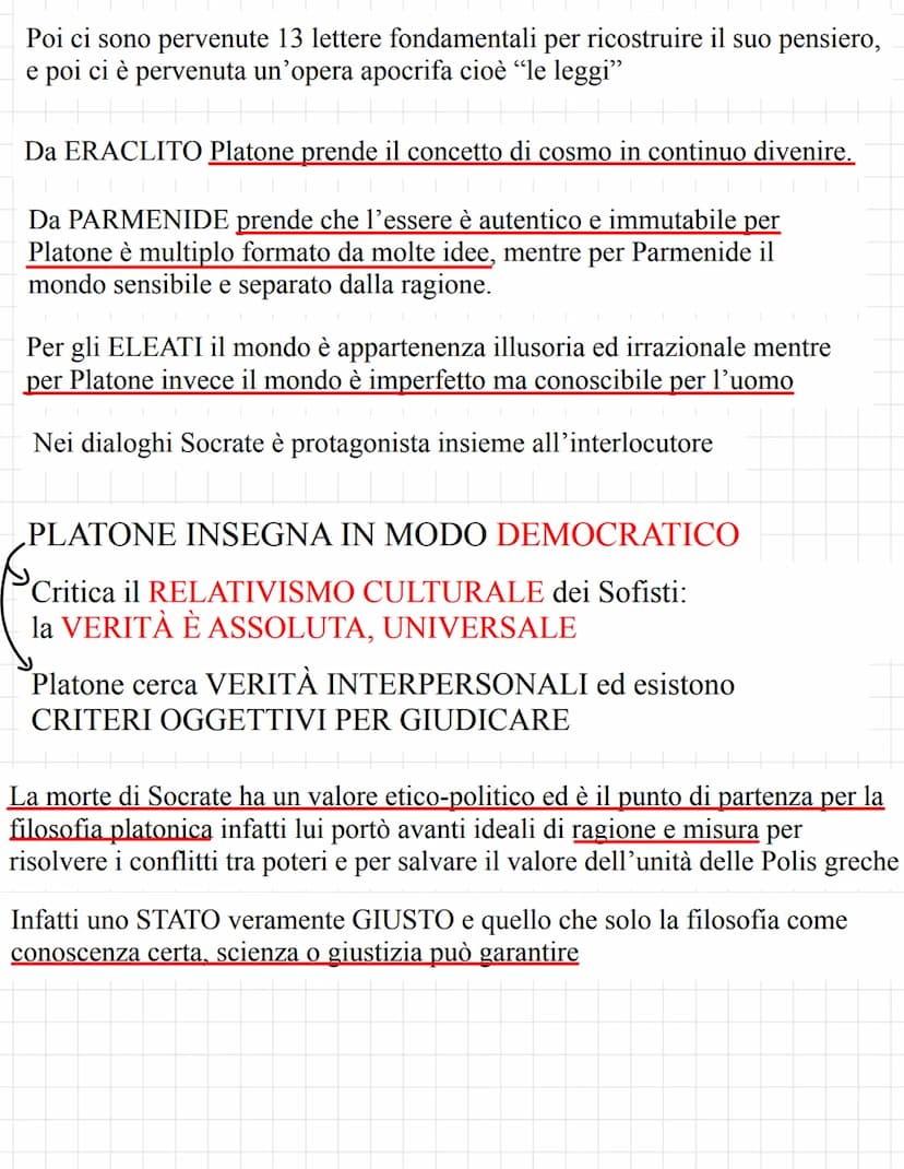 PLATONE
Nacque ad Atene nel 428 a.C. da
famiglia aristocratica
allievo di Socrate
Considerato il PADRE DELLA METAFISICA, si occupa di conosc