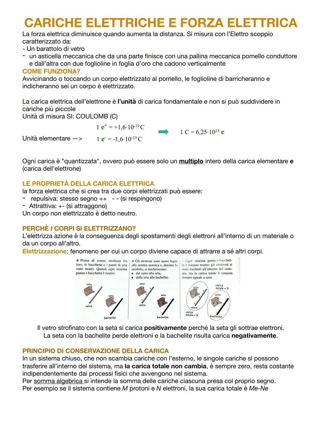 cariche elettriche e forza elettrica coulomb induzione strofinio contatto