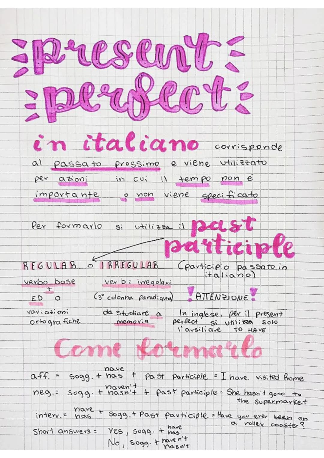 present
perfect:
in italiano
al
prossimo
per azioni
importante
Passa to
Per formarlo
REGULAR
verbo base
ED
O
vaviazioni
ortogra
aff. =
neg. 