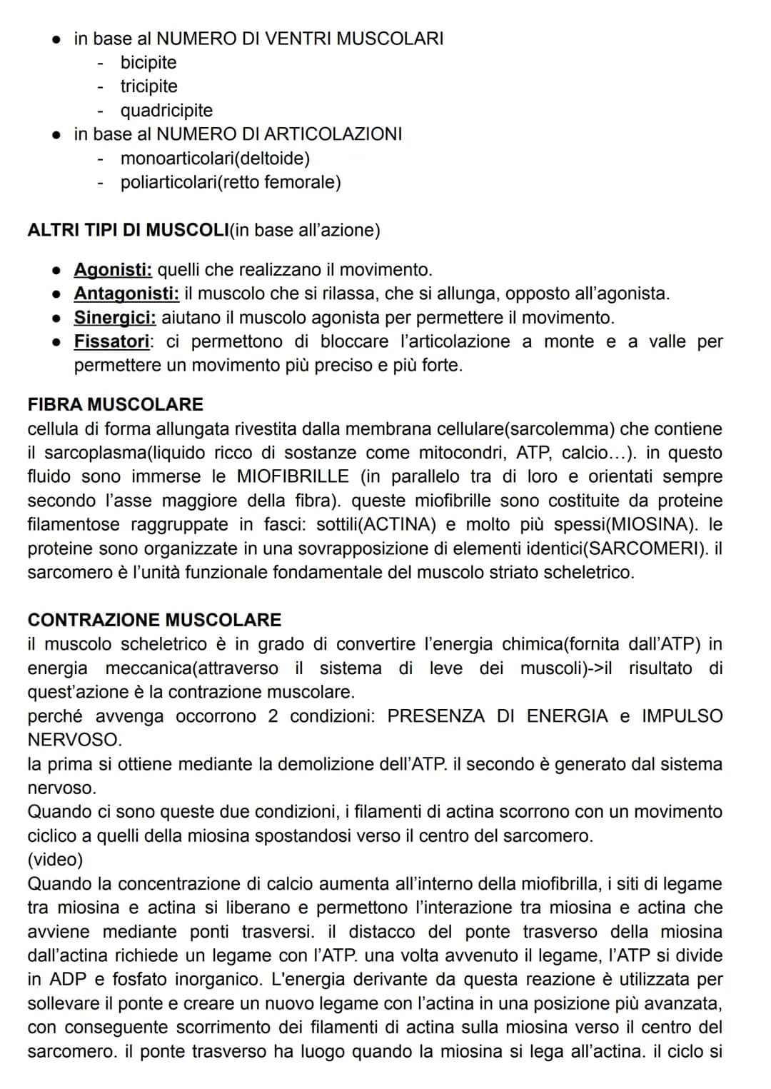 FUNZIONE DEL SISTEMA MUSCOLARE
attraverso l'azione caratteristica di questo sistema(la contrazione), il risultato più
evidente è il MOVIMENT