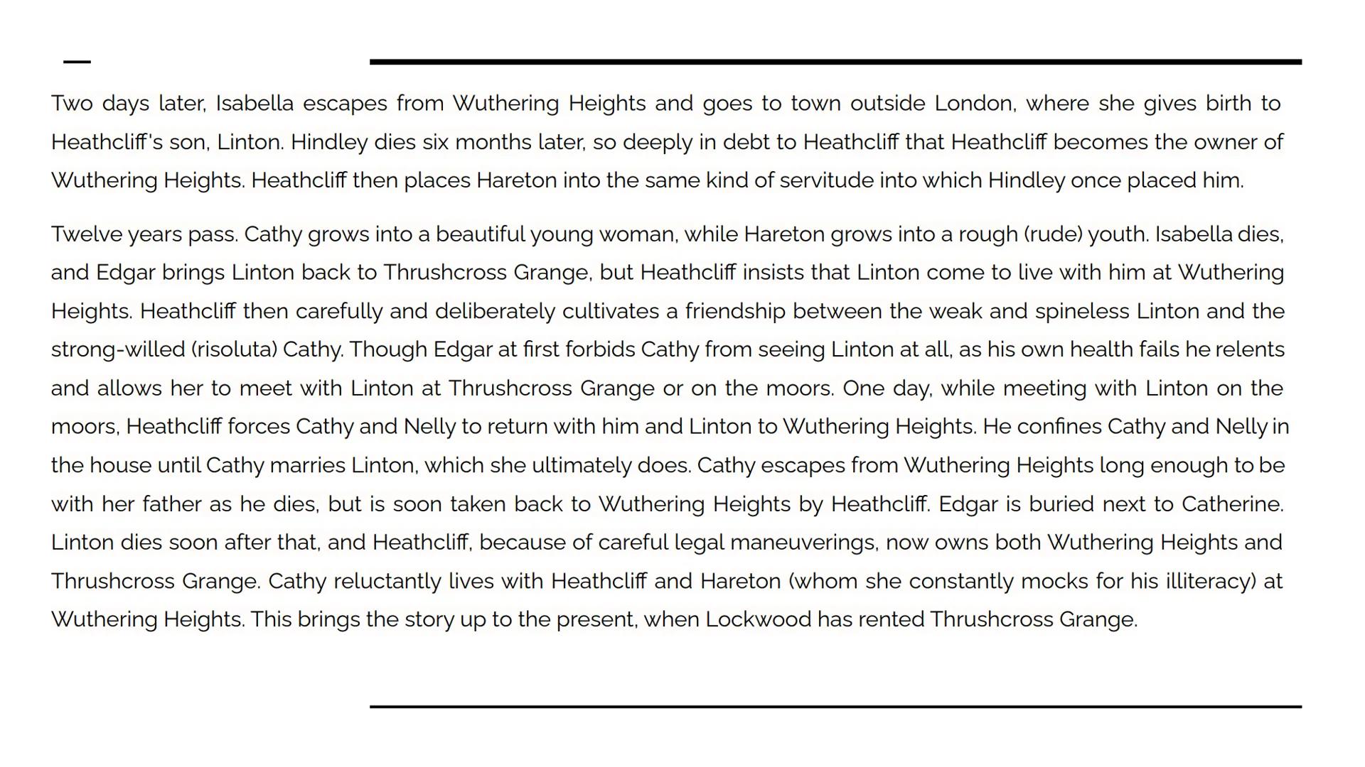 a Penguin Book
3/6
Wuthering Heights
Emily Brontë
Fandomiers
Wuthering Heights
Emily Brontë Summary
Mr. Lockwood, an out-of-towner renting a