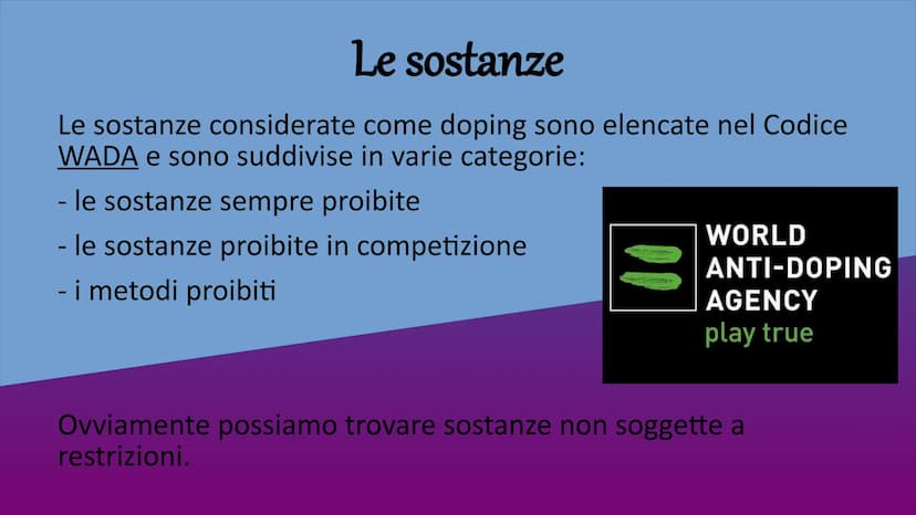 Il Doping nello Sport Il doping è una pratica in cui
vengono utilizzate sostanze o
sfruttati metodi che
minacciano la salute (possono
portar