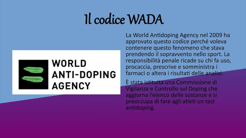 Il Doping nello Sport Il doping è una pratica in cui
vengono utilizzate sostanze o
sfruttati metodi che
minacciano la salute (possono
portar