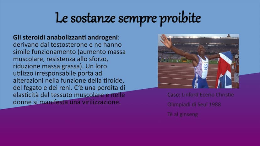Il Doping nello Sport Il doping è una pratica in cui
vengono utilizzate sostanze o
sfruttati metodi che
minacciano la salute (possono
portar
