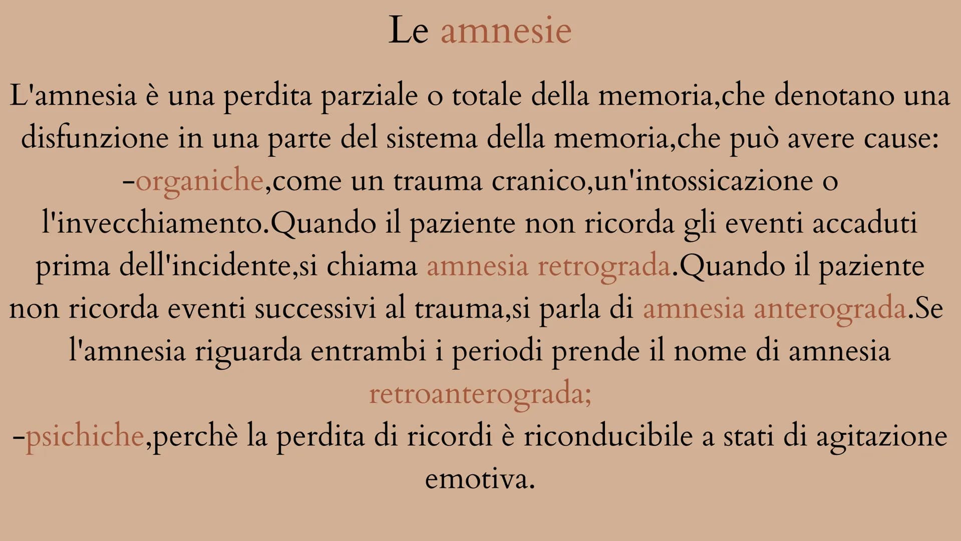 La memoria Che cos'è la memoria?
La memoria è un'attività di base svolta dalla mente incaricata di
conservare dati,come idee,sensazioni,avve