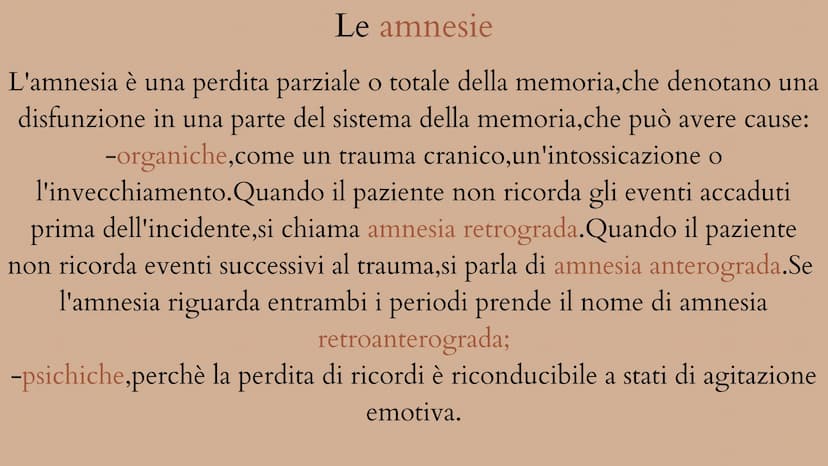La memoria Che cos'è la memoria?
La memoria è un'attività di base svolta dalla mente incaricata di
conservare dati,come idee,sensazioni,avve