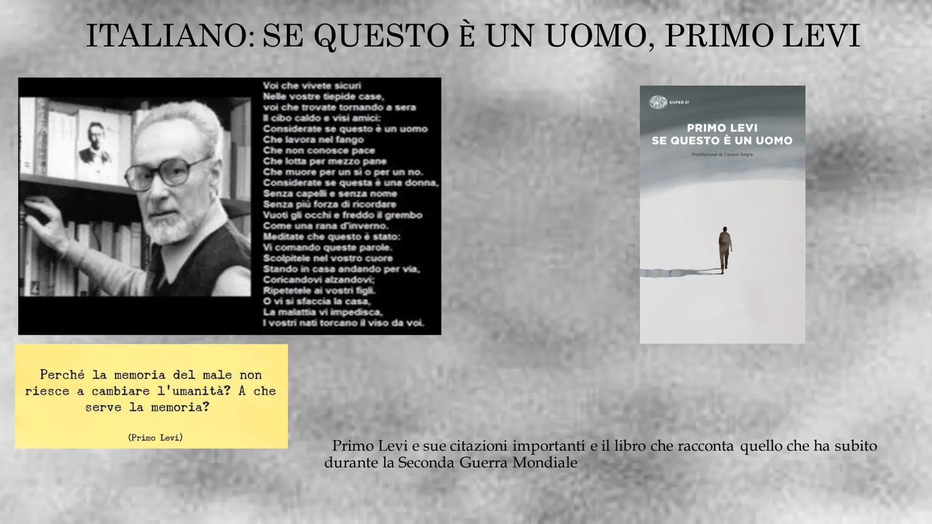 W
SHOAH
RICERCA DI ILARIA 3°A coggle
Storia:
lo sterminio degli ebrei
se questo è un uomo
STE
SHOAH
made for free areligione:
Ebraismo
Tecno