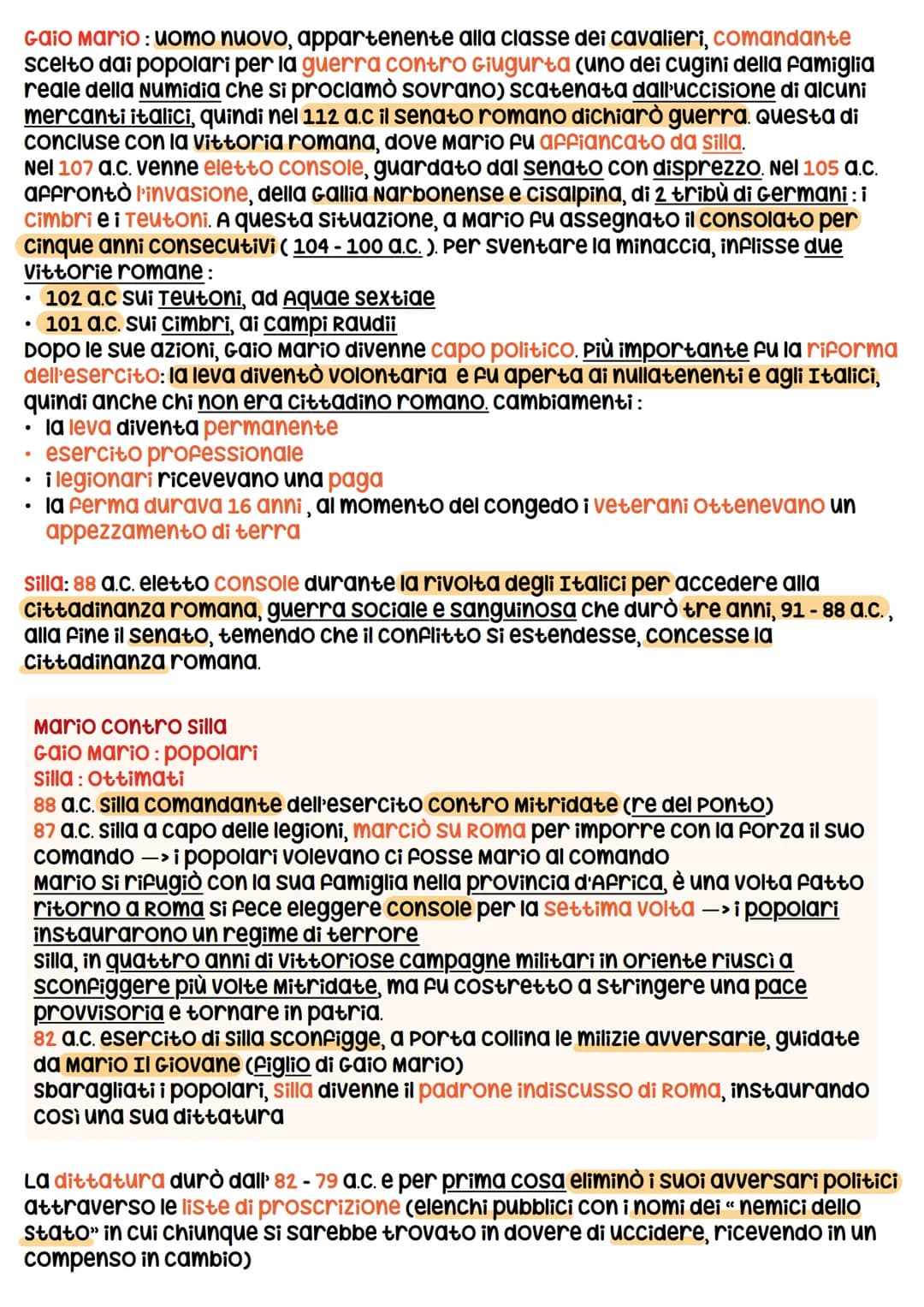 le riforme dei Gracchi, Mario e Silla
per causa di una grande massa di proletari che vivevano nella povertà ed
illegalità, i politici romani