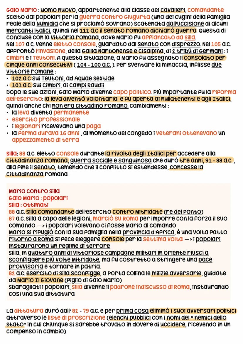 le riforme dei Gracchi, Mario e Silla
per causa di una grande massa di proletari che vivevano nella povertà ed
illegalità, i politici romani