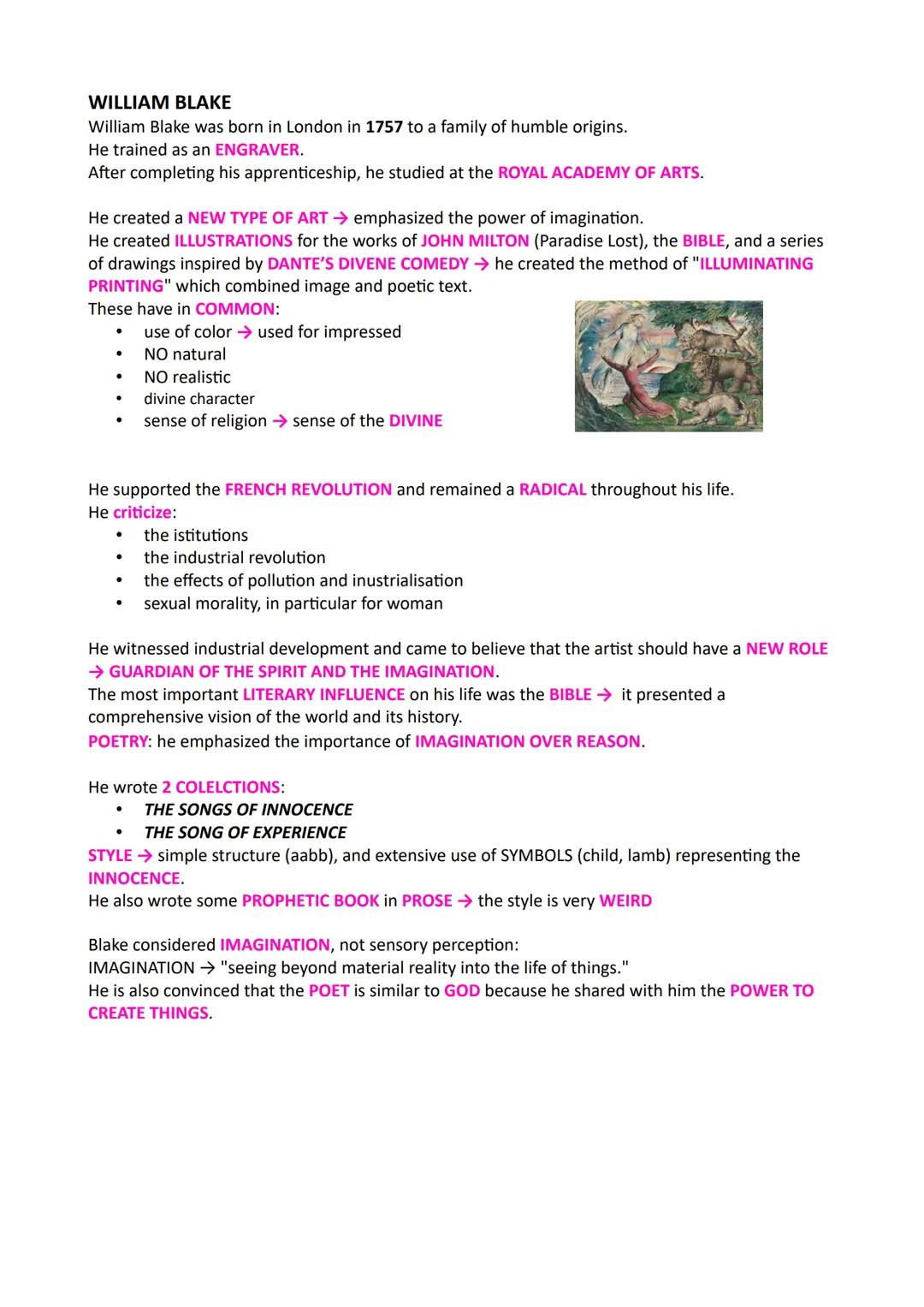 WILLIAM BLAKE

William Blake was born in London in 1757 to a family of humble origins.
He trained as an ENGRAVER.
After completing his appre