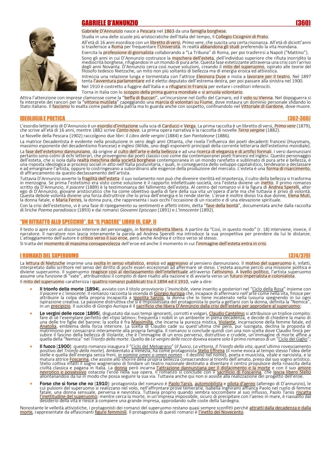 GABRIELE D'ANNUNZIO
Gabriele D'Annunzio nasce a Pescara nel 1863 da una famiglia borghese.
Studia in una delle scuole più aristocratiche del