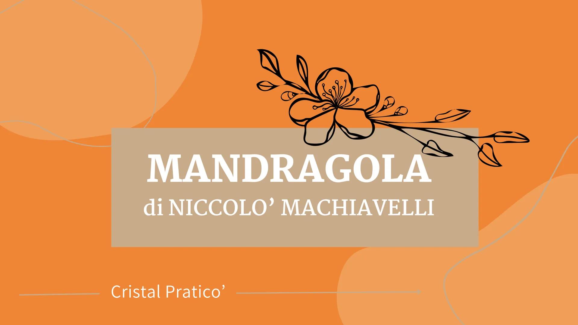 MANDRAGOLA
di NICCOLO' MACHIAVELLI
Cristal Pratico' L'autore: Niccolo' Machiavelli
https://images.app.goo.gl/5yHvkgtxE Kzb90N9
Niccolò Machi