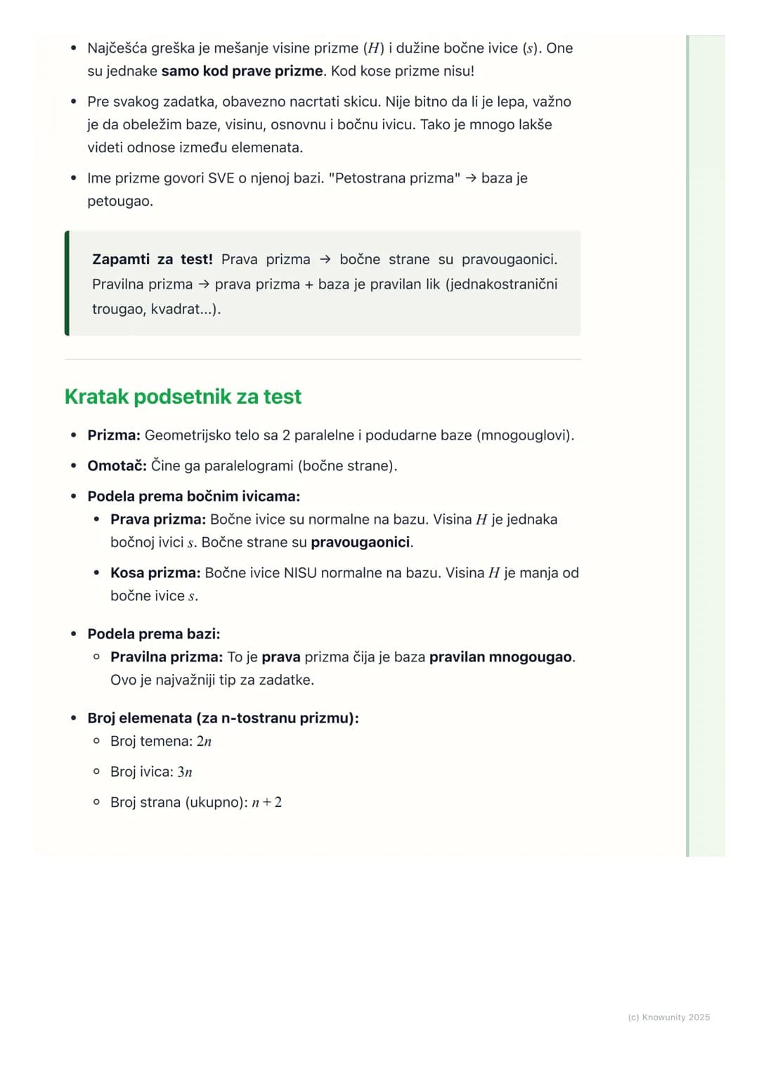 # Prizma

Šta je prizma?

Prizma je geometrijsko telo ograničeno sa dva podudarna i paralelna
mnogougla (koje zovemo baze ili osnove) i para