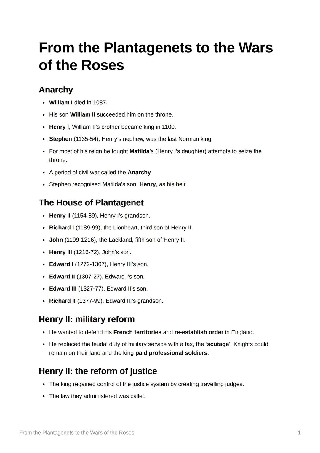 From the Plantagenets to the Wars of the Roses