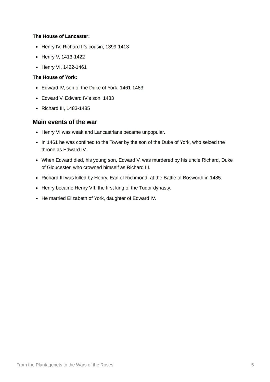# From the Plantagenets to the Wars
of the Roses

## Anarchy

- William I died in 1087.
- His son William II succeeded him on the throne.
- 