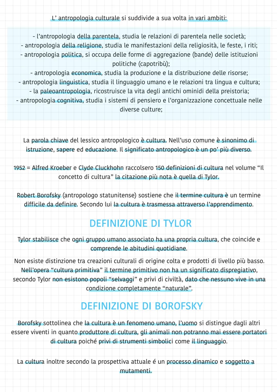 l'antropologia
Antropologia = (antropos "uomo", logos "discorso); indagine approfondita dell'essere umano
=
Sviluppata nel 19° secolo
1848 (