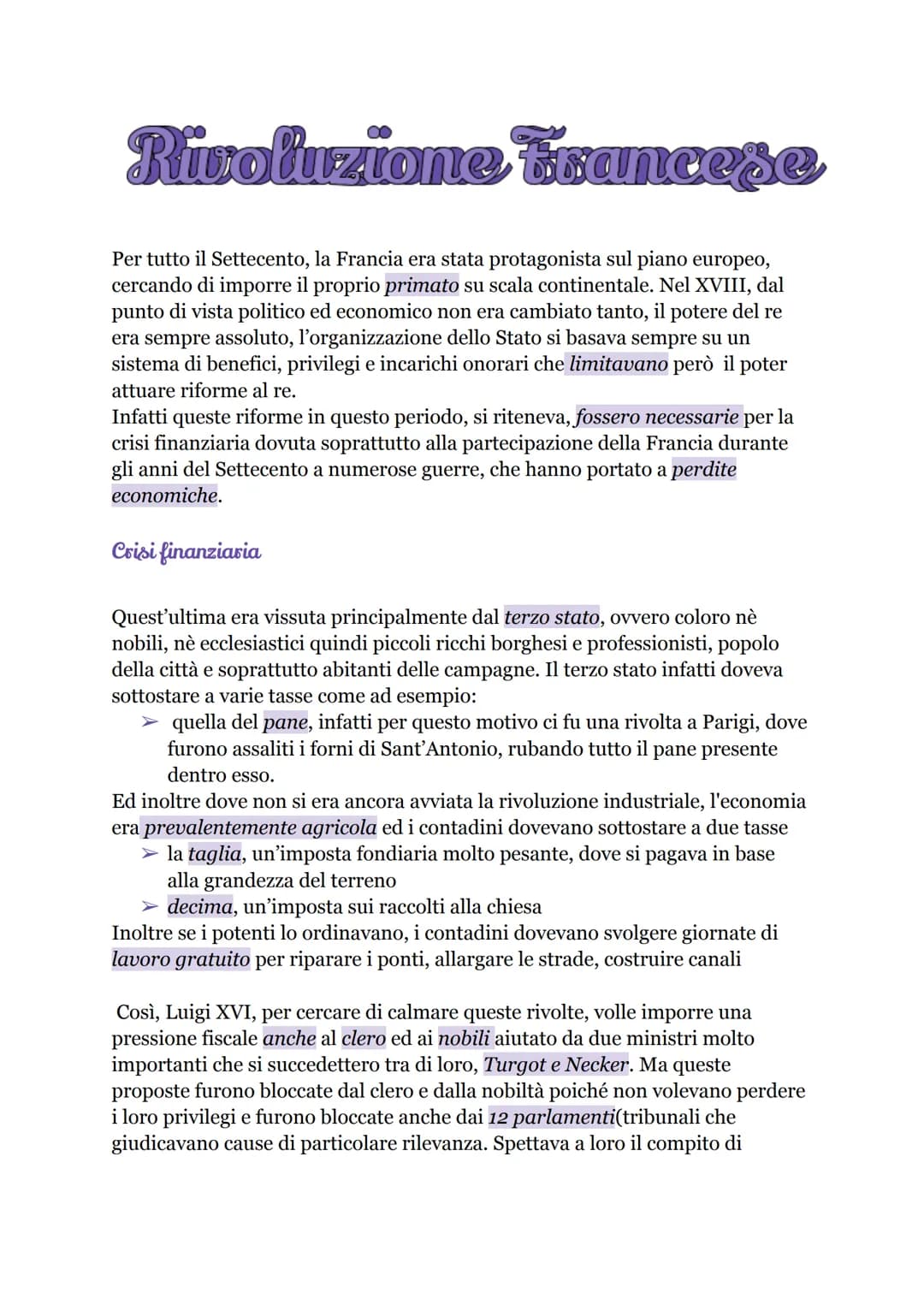 Rivoluzione trancese
Per tutto il Settecento, la Francia era stata protagonista sul piano europeo,
cercando di imporre il proprio primato su
