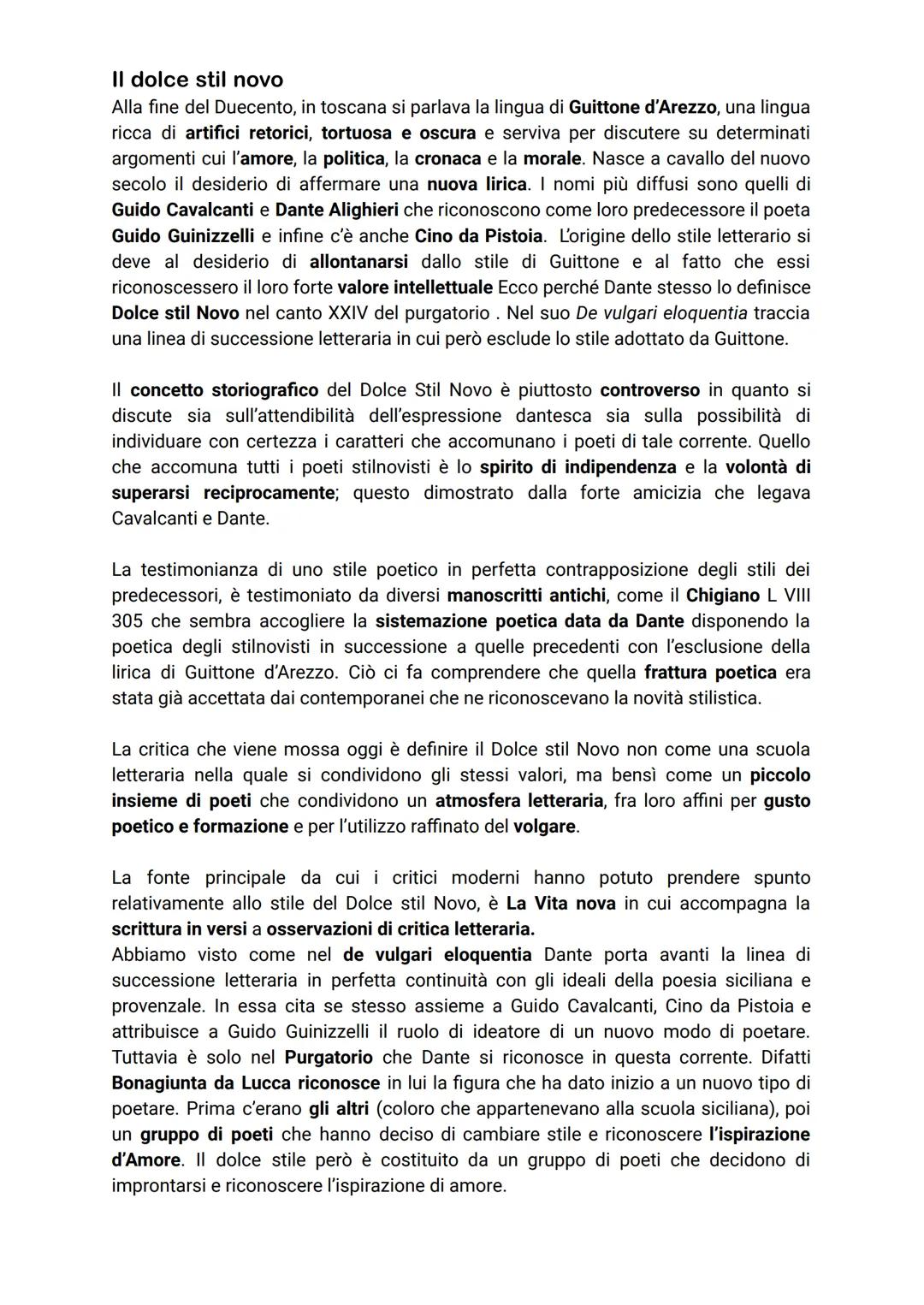 Il dolce stil novo
Alla fine del Duecento, in toscana si parlava la lingua di Guittone d'Arezzo, una lingua
ricca di artifici retorici, tort