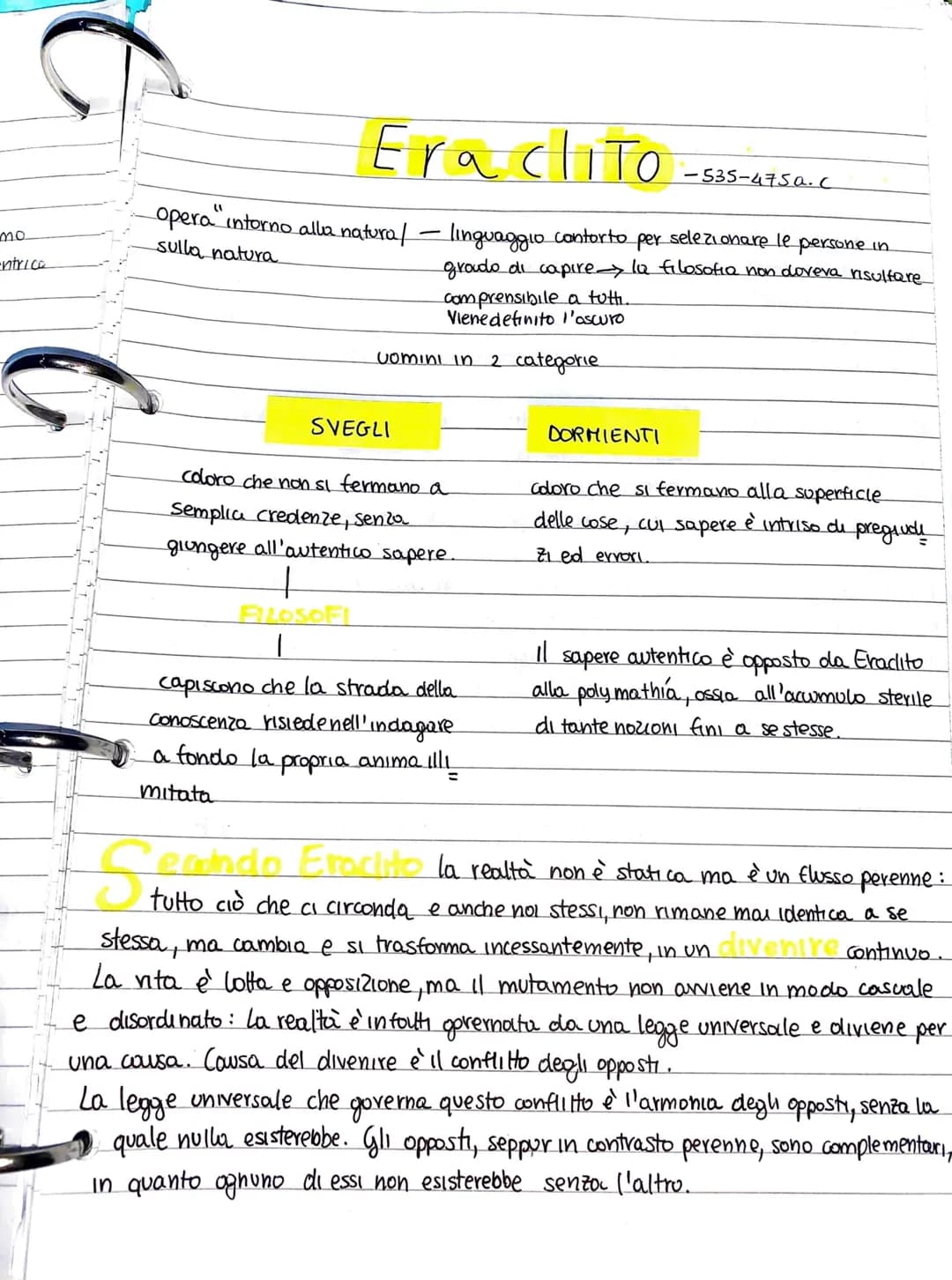 mo
entrica
Eraclito
opera " intorno alla natura/ - linguaggio contorto per selezionare le persone in
sulla natura
groudo di capire la filoso