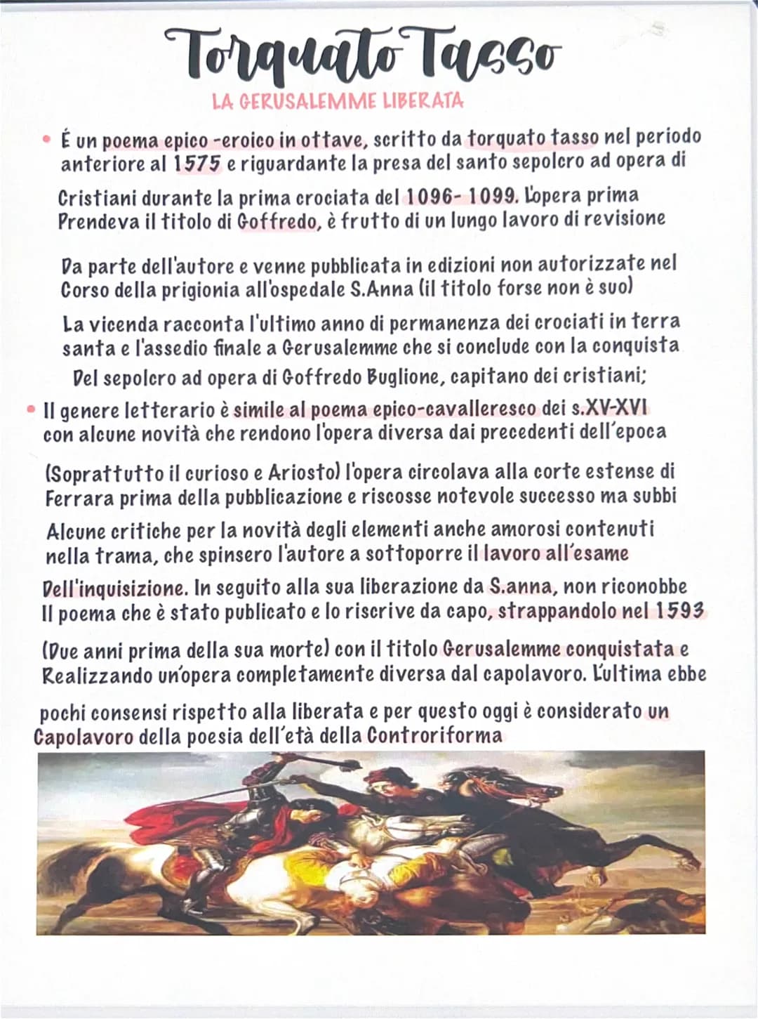 
<p><strong>Titolo, Struttura, Storia Editoriale</strong></p>
<p>"La Gerusalemme Liberata" è un poema epico-eroico in ottave, scritto da Tor