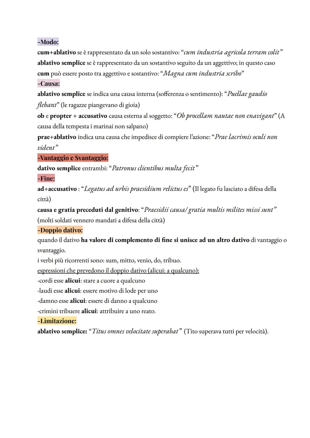 complementi
-Stato in luogo:
in+ablativo
eccezioni:
-con i nomi di città singolari della prima declinazione si esprime con il locativo, con
