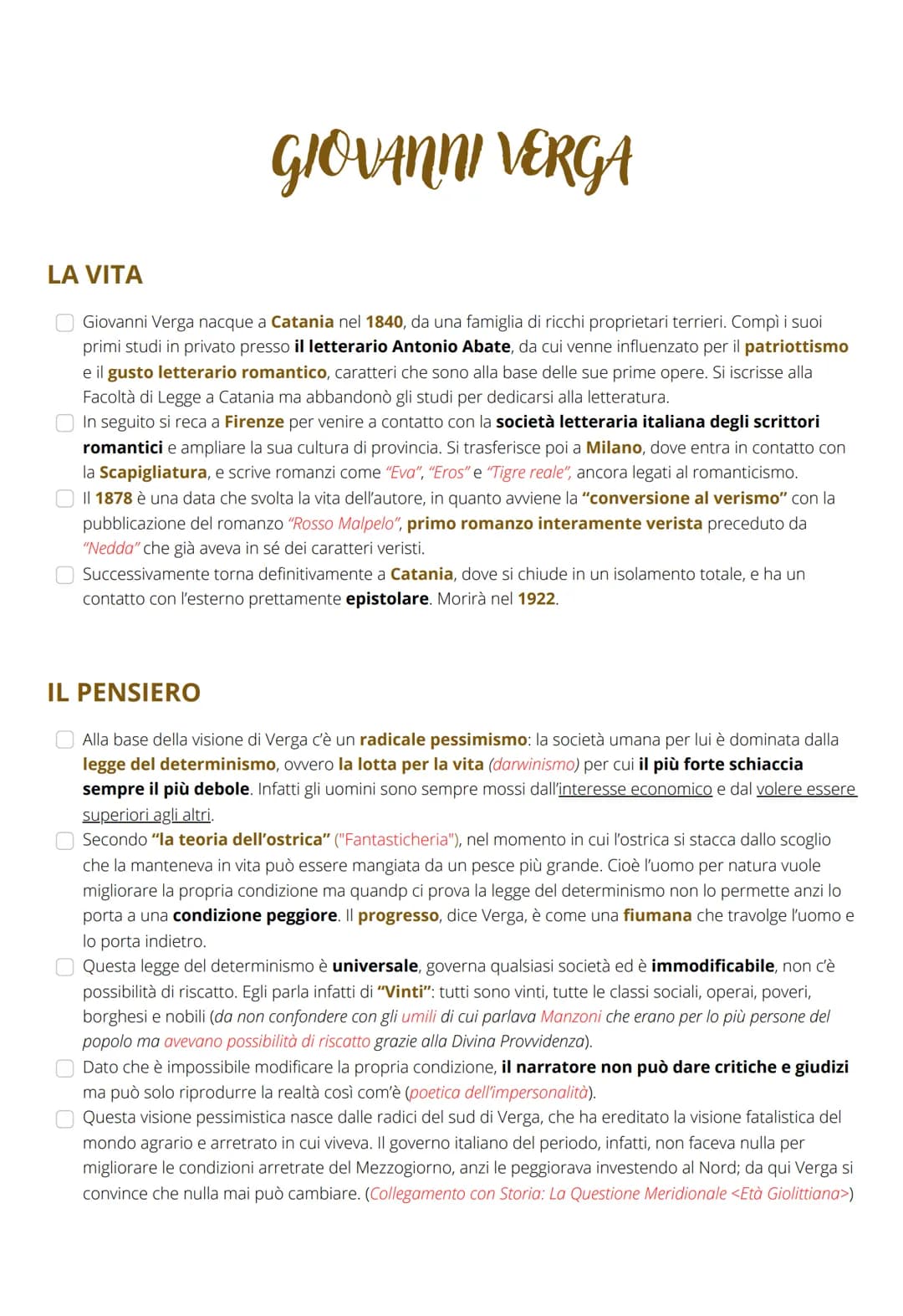 GIOVANNI VERGA
LA VITA
Giovanni Verga nacque a Catania nel 1840, da una famiglia di ricchi proprietari terrieri. Compì i suoi
primi studi in
