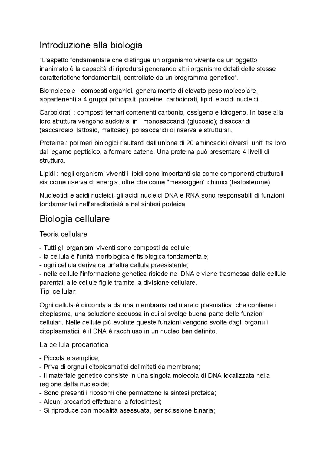 Riassunti e Appunti di Biologia per Test Professioni Sanitarie - PDF Gratis!