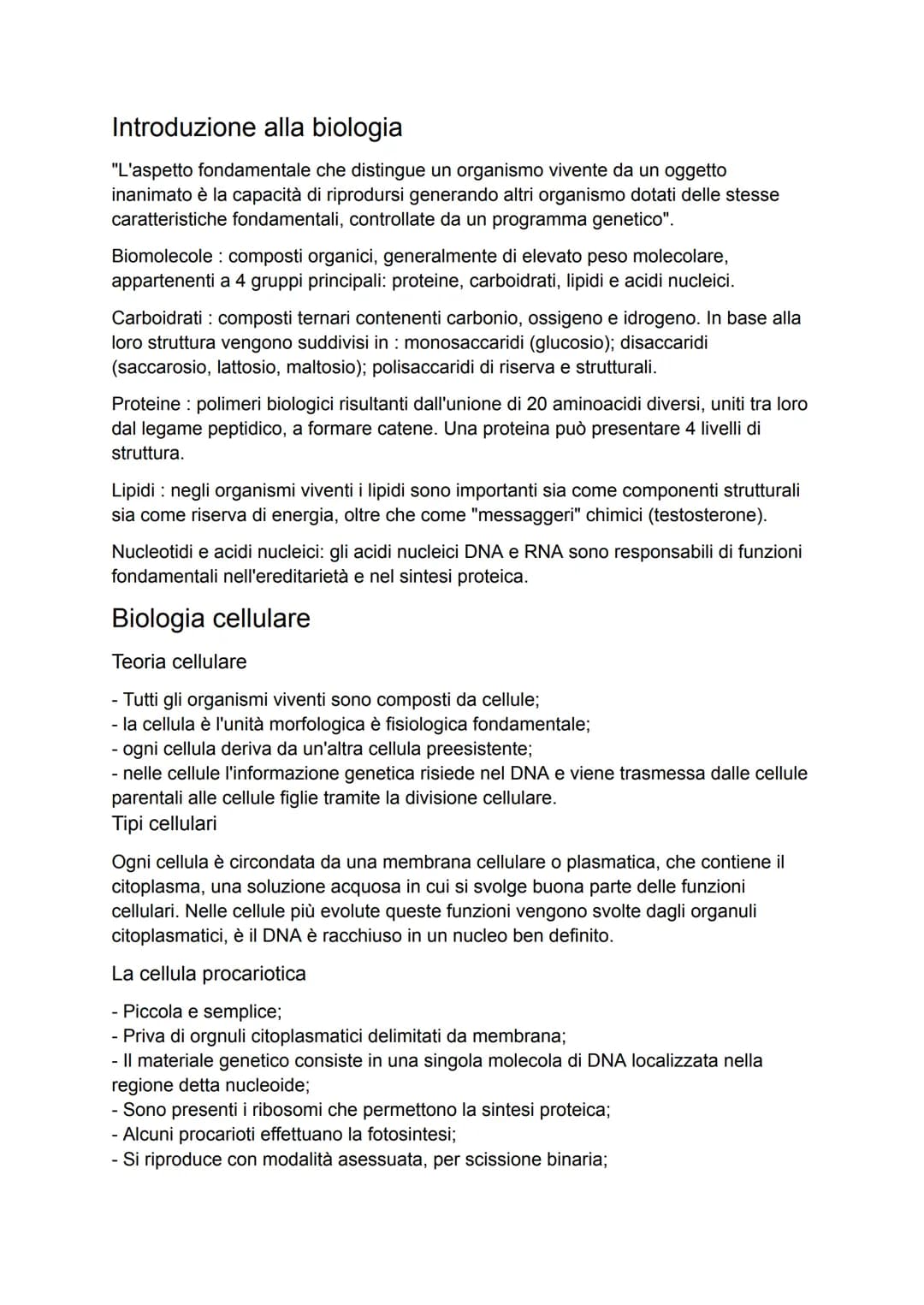 Introduzione alla biologia
"L'aspetto fondamentale che distingue un organismo vivente da un oggetto
inanimato è la capacità di riprodursi ge