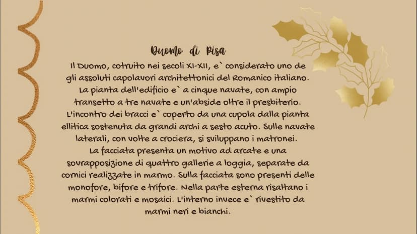 
<h2 id="architetturaromanica">Architettura Romanica</h2>
<p>Le citta', che erano cadute fino ad allora, iniziarono a risorgere. Al loro int