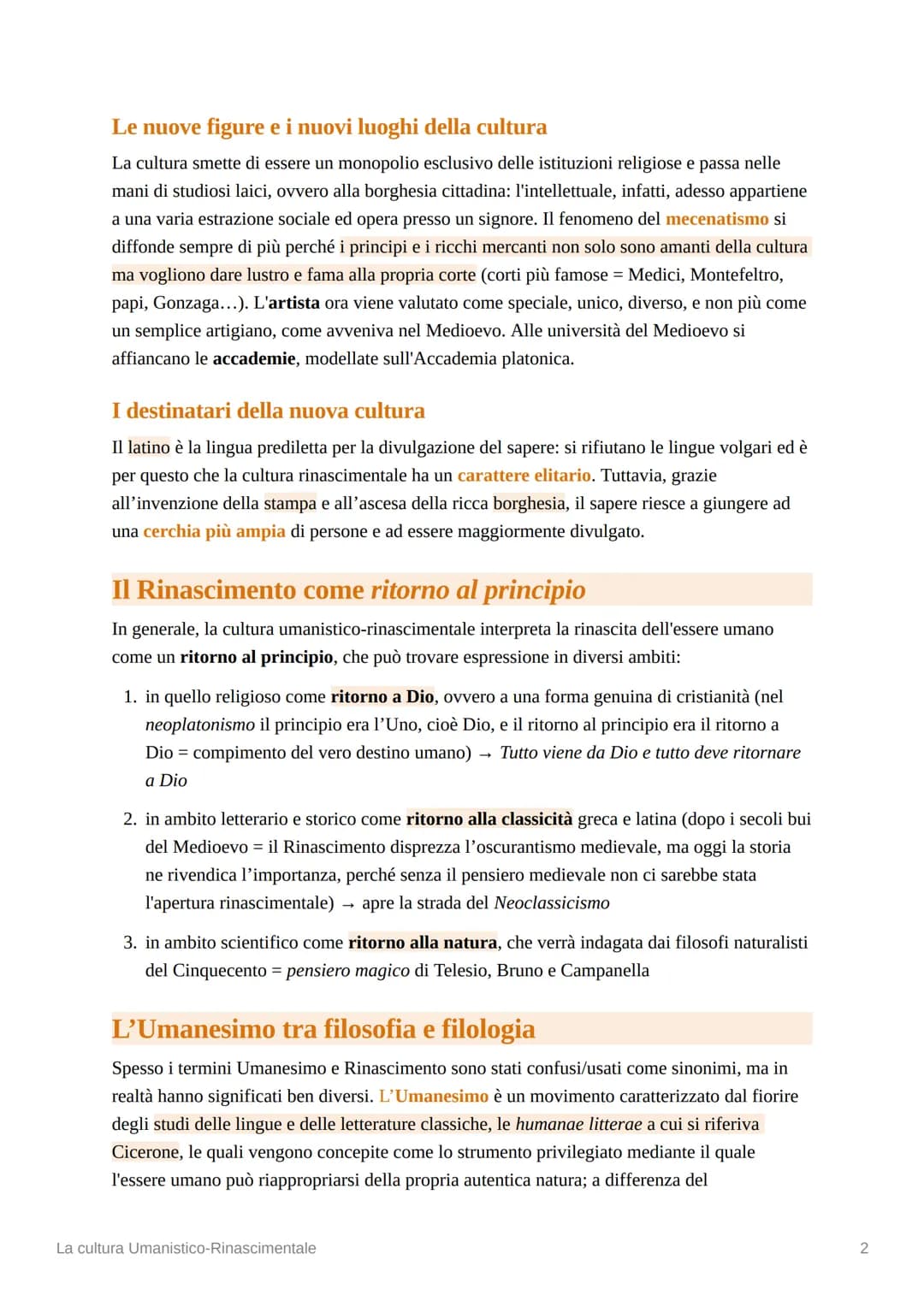 La cultura Umanistico-
Rinascimentale
Il contesto storico-sociale
La fase storico culturale che caratterizza l'Italia del Quattrocento è che