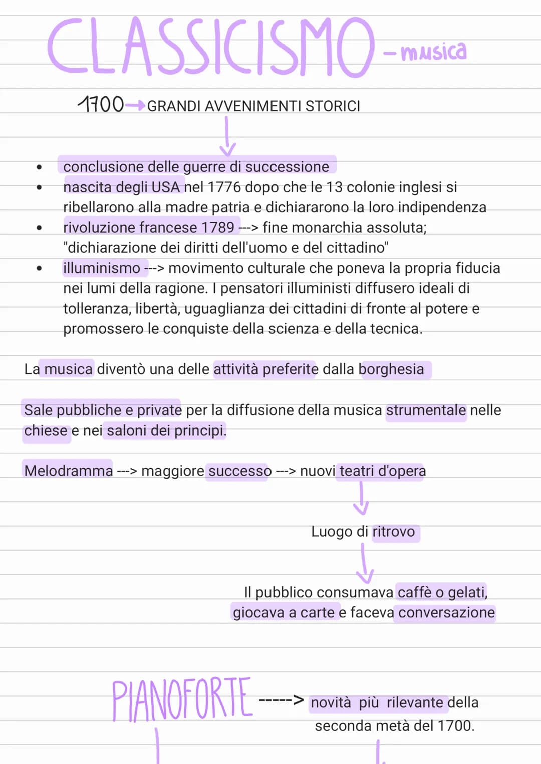 ●
●
CLASSICISMO
●
1700- GRANDI AVVENIMENTI STORICI
-musica
conclusione delle guerre di successione
nascita degli USA nel 1776 dopo che le 13