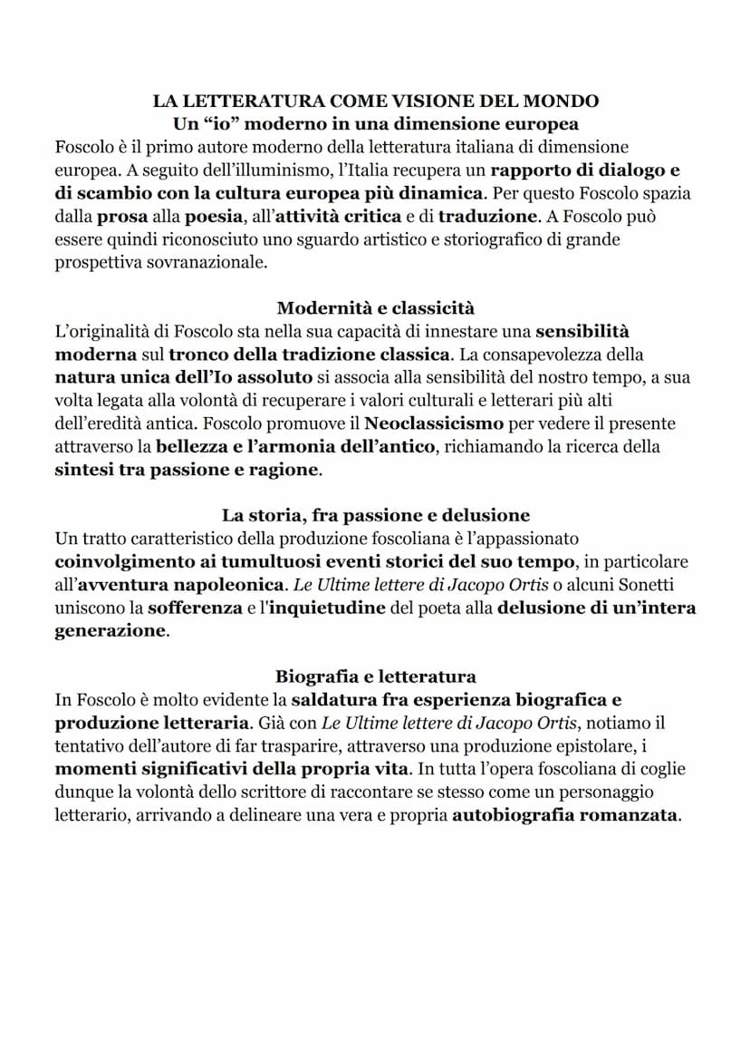 UGO FOSCOLO
VITA
Foscolo nasce a Zante (Zacinto, isole Ionie) il 6 febbraio 1778 da padre italiano e
madre greca. La sua lingua di origine è