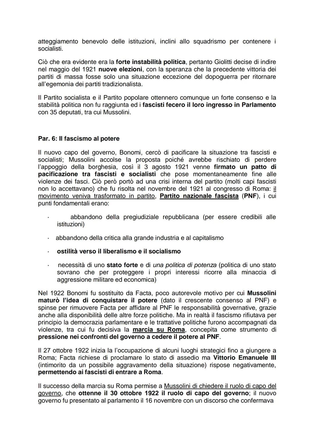 # CAPITOLO 6: L'ITALIA DAL DOPOGUERRA AL FASCISMO

Par. 1: La crisi del dopoguerra

L'Italia nonostante fosse una delle potenze vincitrici s