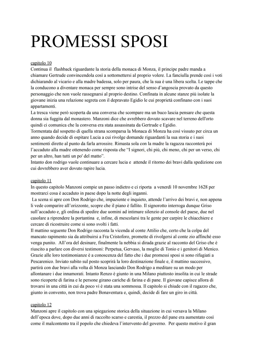 PROMESSI SPOSI
capitolo 10
Continua il flashback riguardante la storia della monaca di Monza, il principe padre manda a
chiamare Gertrude co