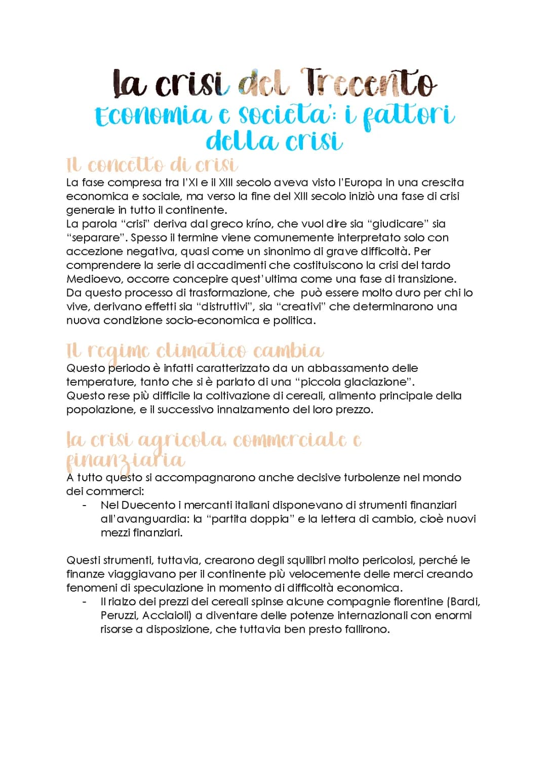 La crisi del Trecento 