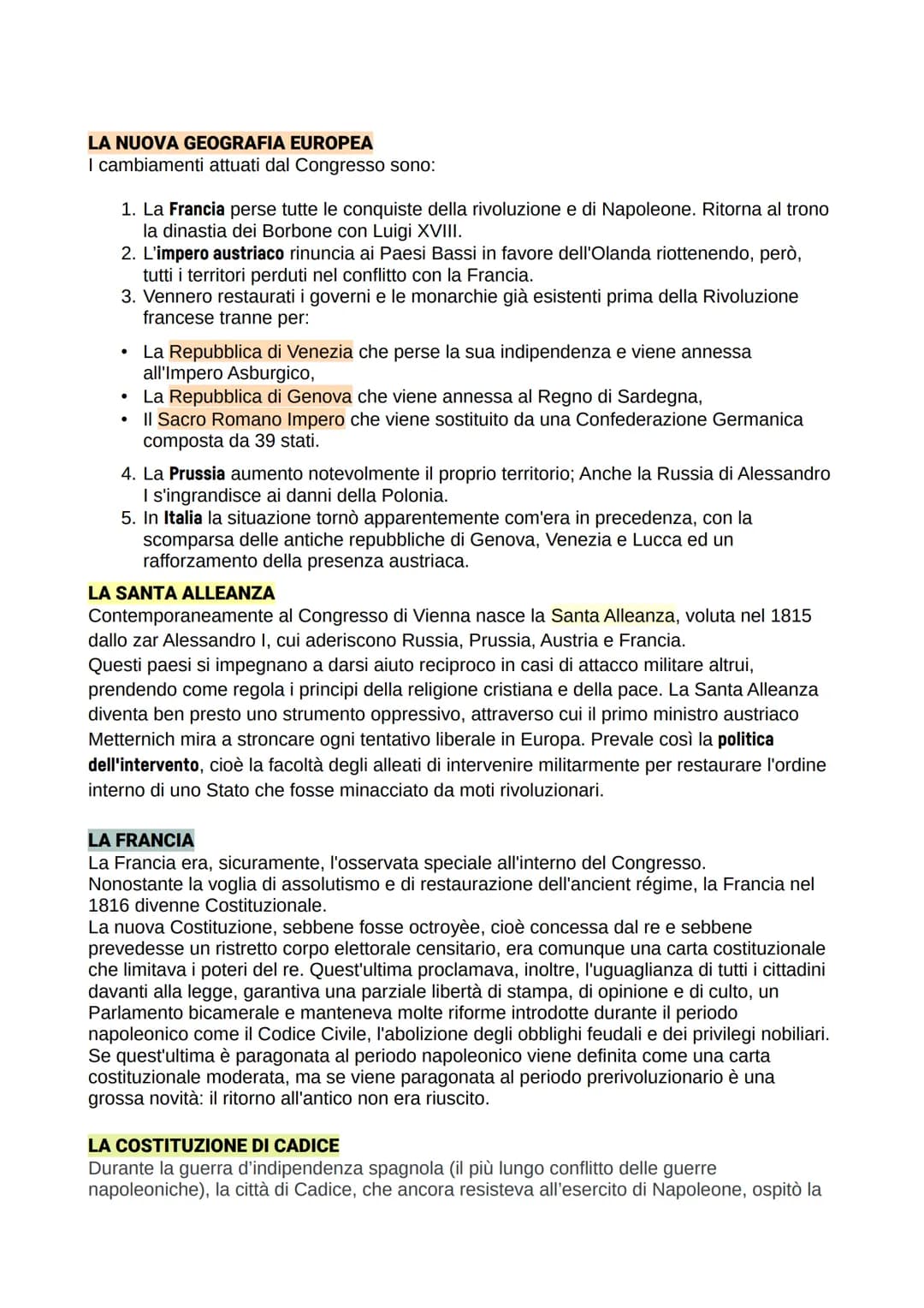 
<h2 id="ilcongressodiviennariassunto">Il Congresso di Vienna: riassunto</h2>
<p>Dopo la sconfitta di Napoleone nella battaglia di Lipsia, i