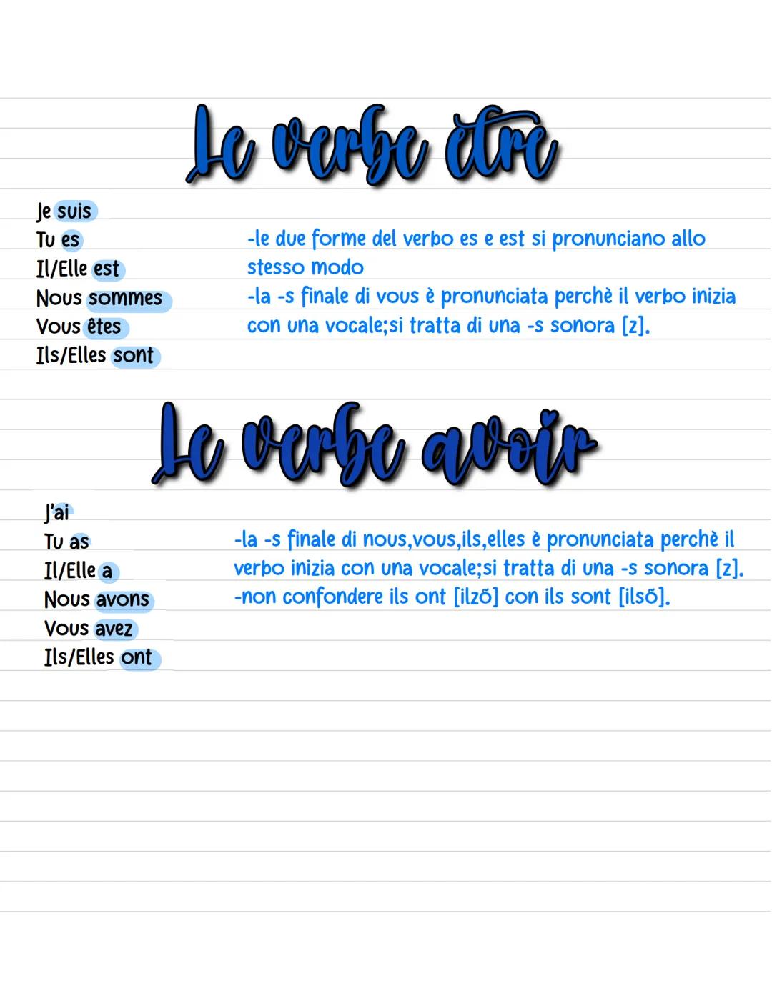 Je suis
Tu es
Il/Elle est
Nous sommes
Vous êtes
Ils/Elles sont
Le verbe are
J'ai
Tu as
Il/Elle a
Nous avons
Vous avez
Ils/Elles ont
-le due 